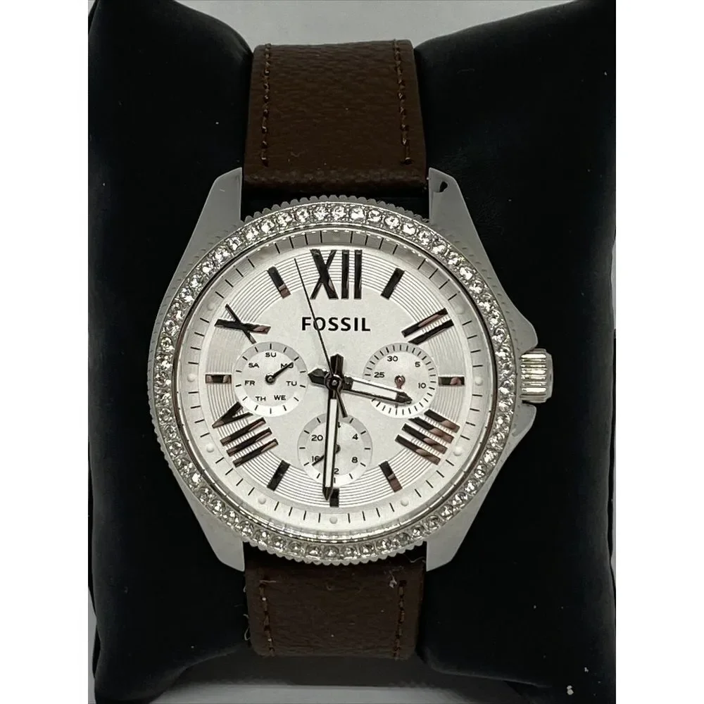 Fossil AM4481 Women's Brown Leather Analog Dial Quartz Genuine Wrist Watch CM477